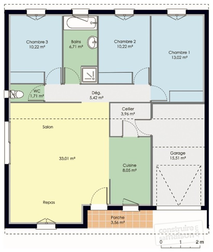 Plan de maison 90m²