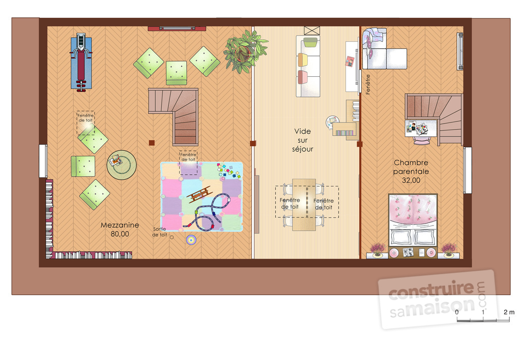 Plan de maison en bois avec etage