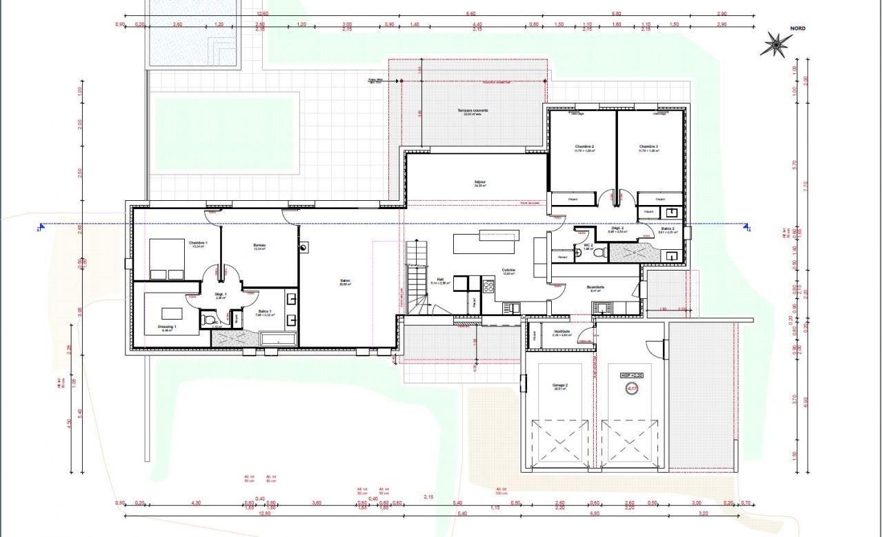 Plan de maison etage partiel