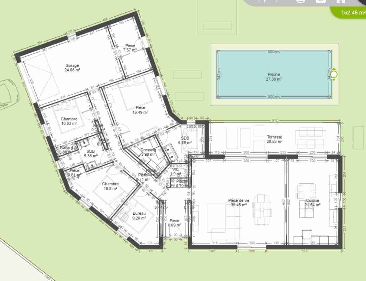 Plan de maison plain pied enl