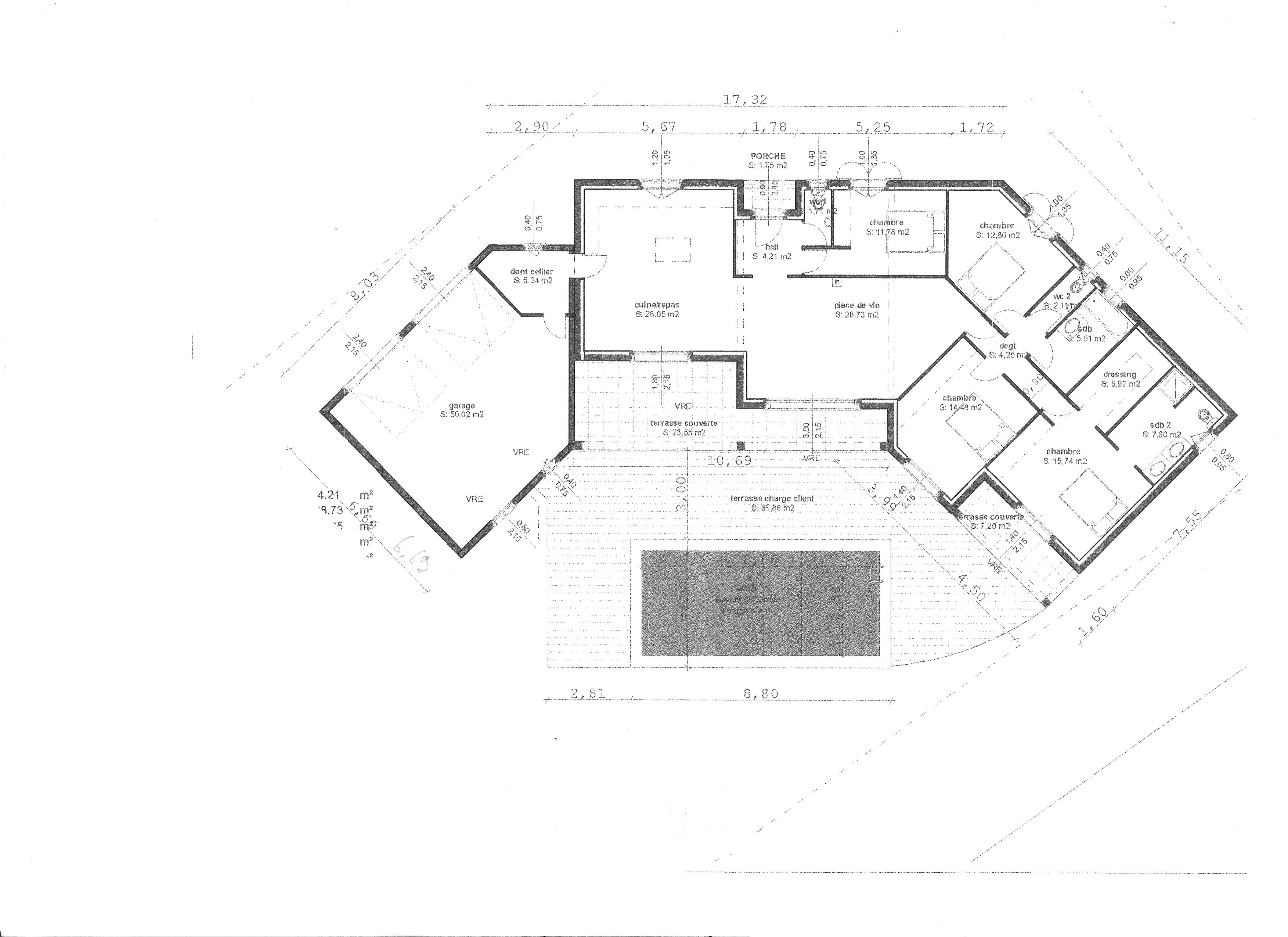 Plan maison 4 chambres avec piscine