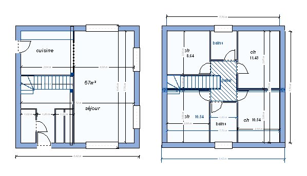 Plan de maison à étage 100m2