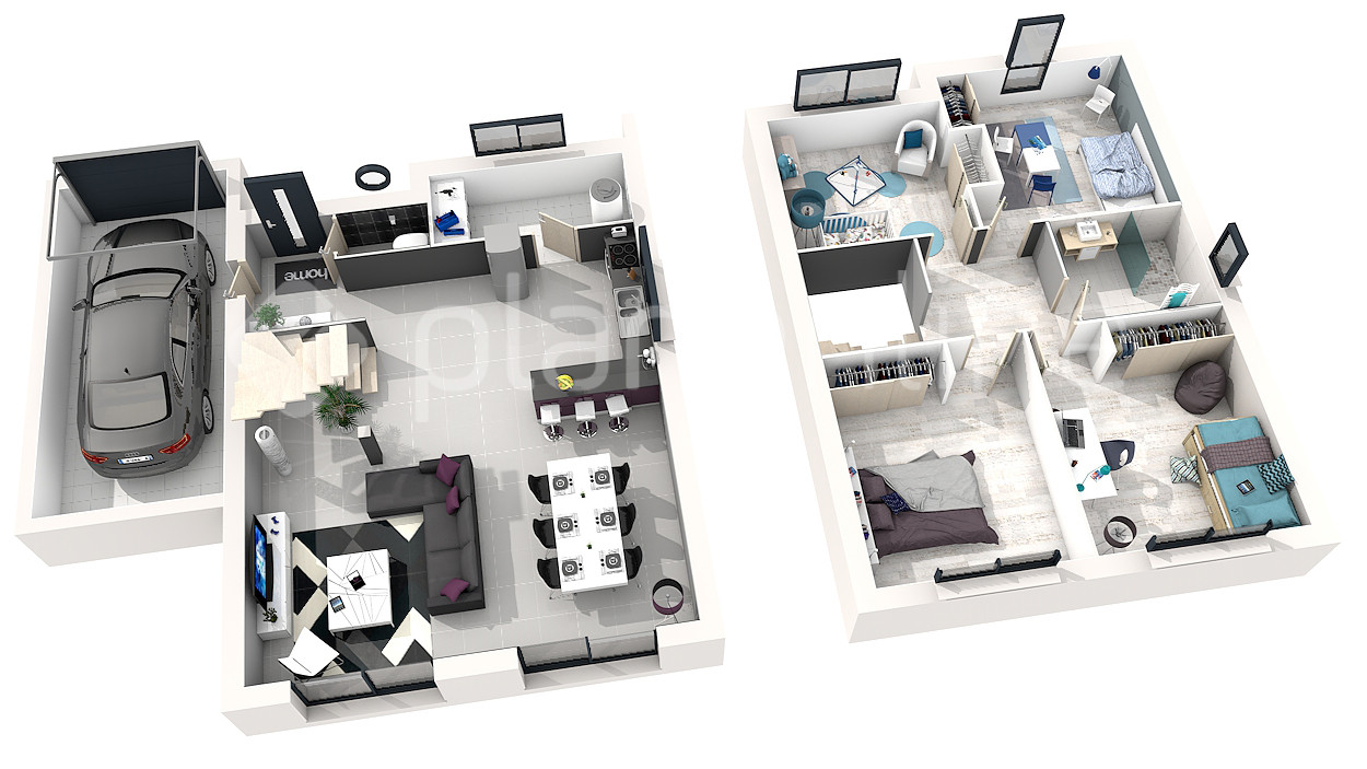 Plan de maison a etage 3d