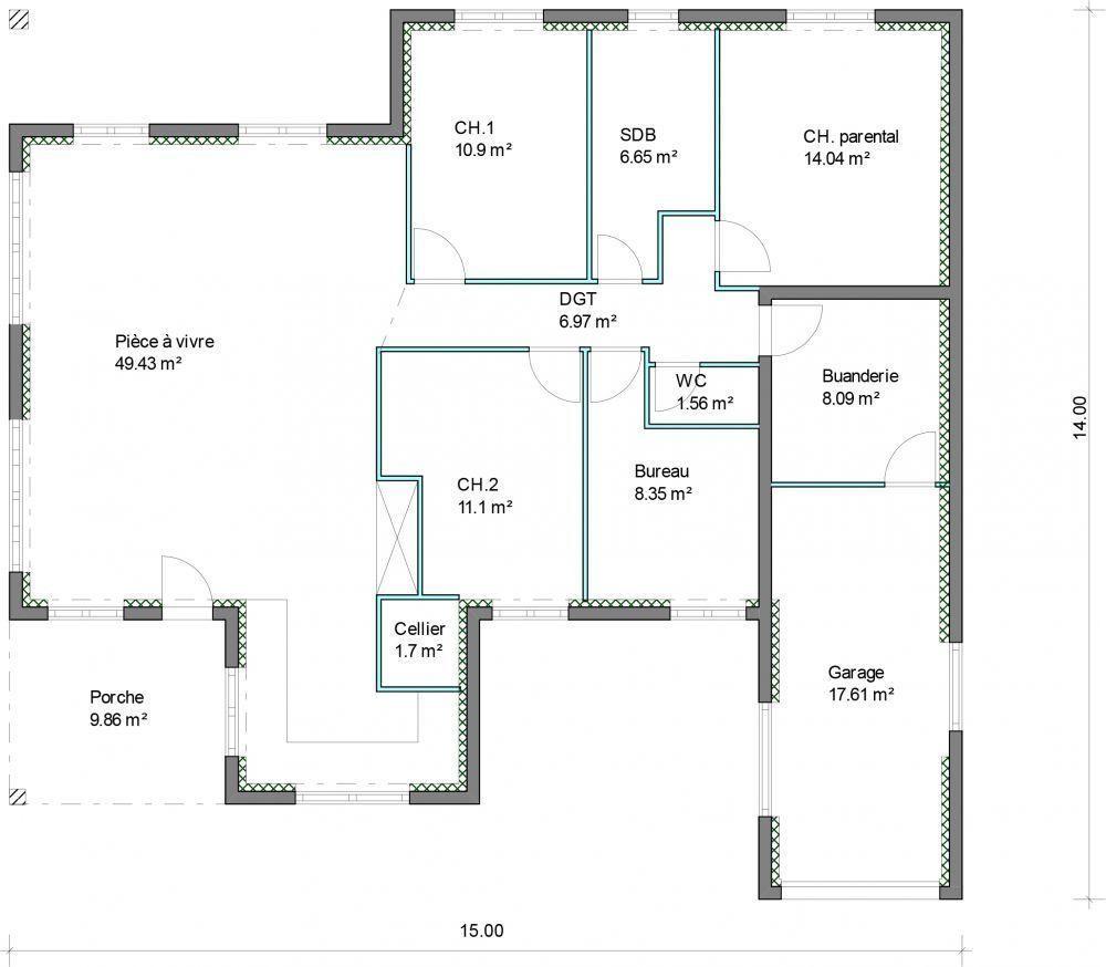 Plan maison 9 metre de facade