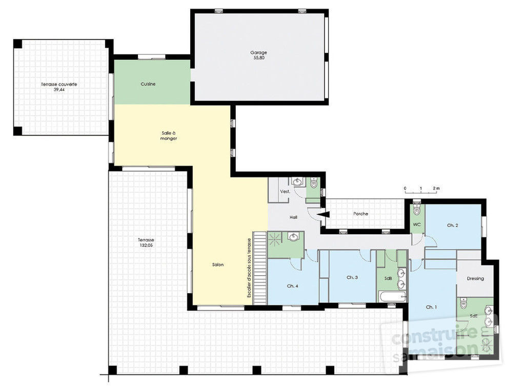 Plan de maison avec terrasse couverte