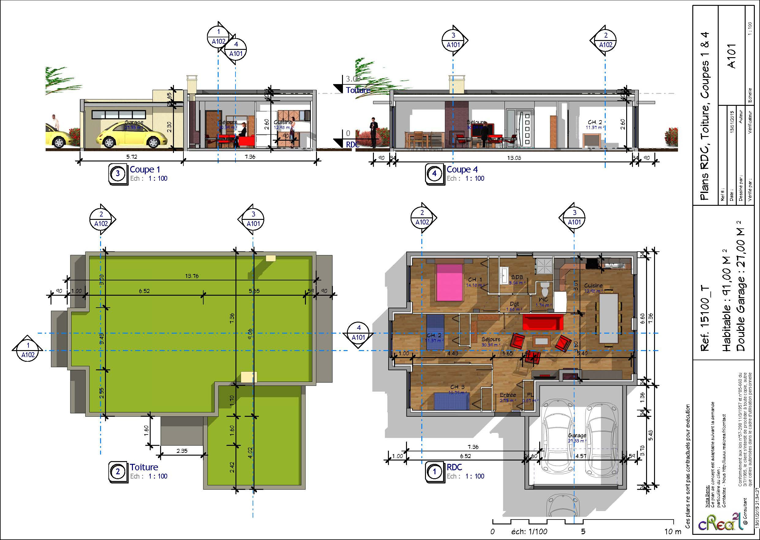 Plan de maison moderne 2 chambres