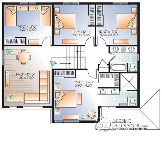 Plan de maison moderne avec 4 chambres