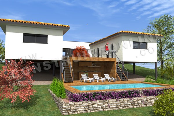 Plan de maison moderne avec piscine