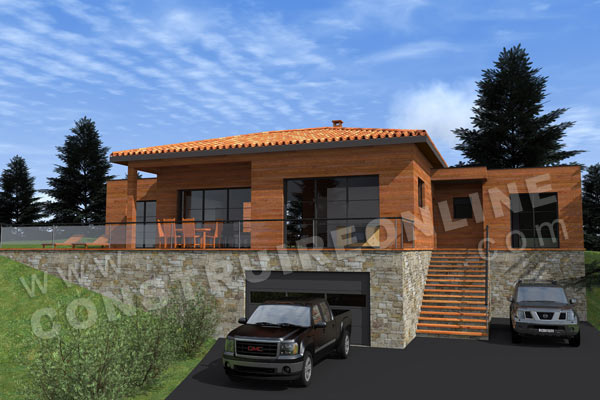 Plan de maison de plain pied avec sous sol total