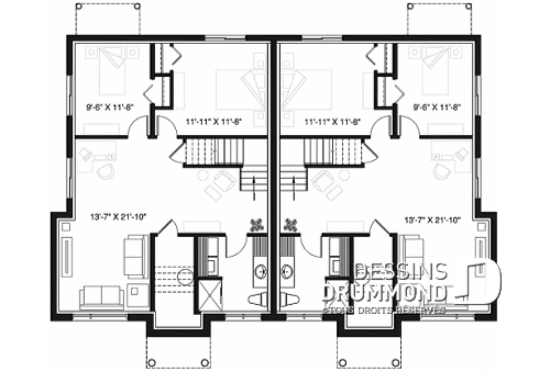 Plan de maison avec sous-sol aménagé