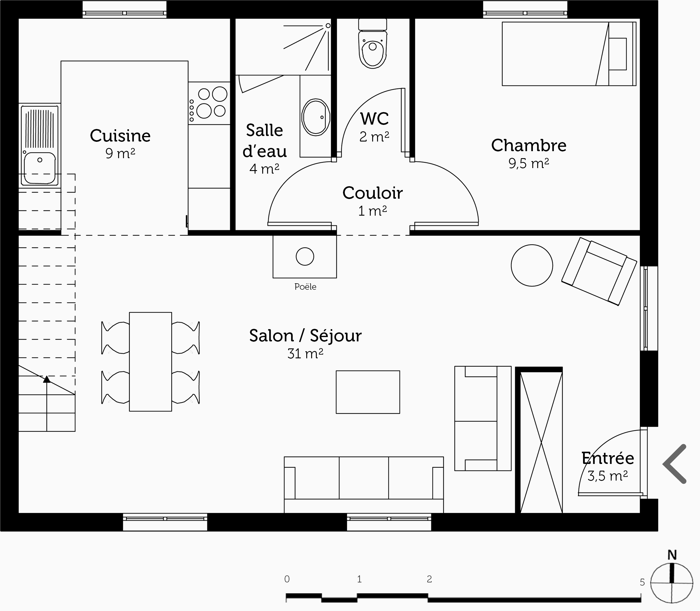 Plan de maison passive plain pied avec suite parentale
