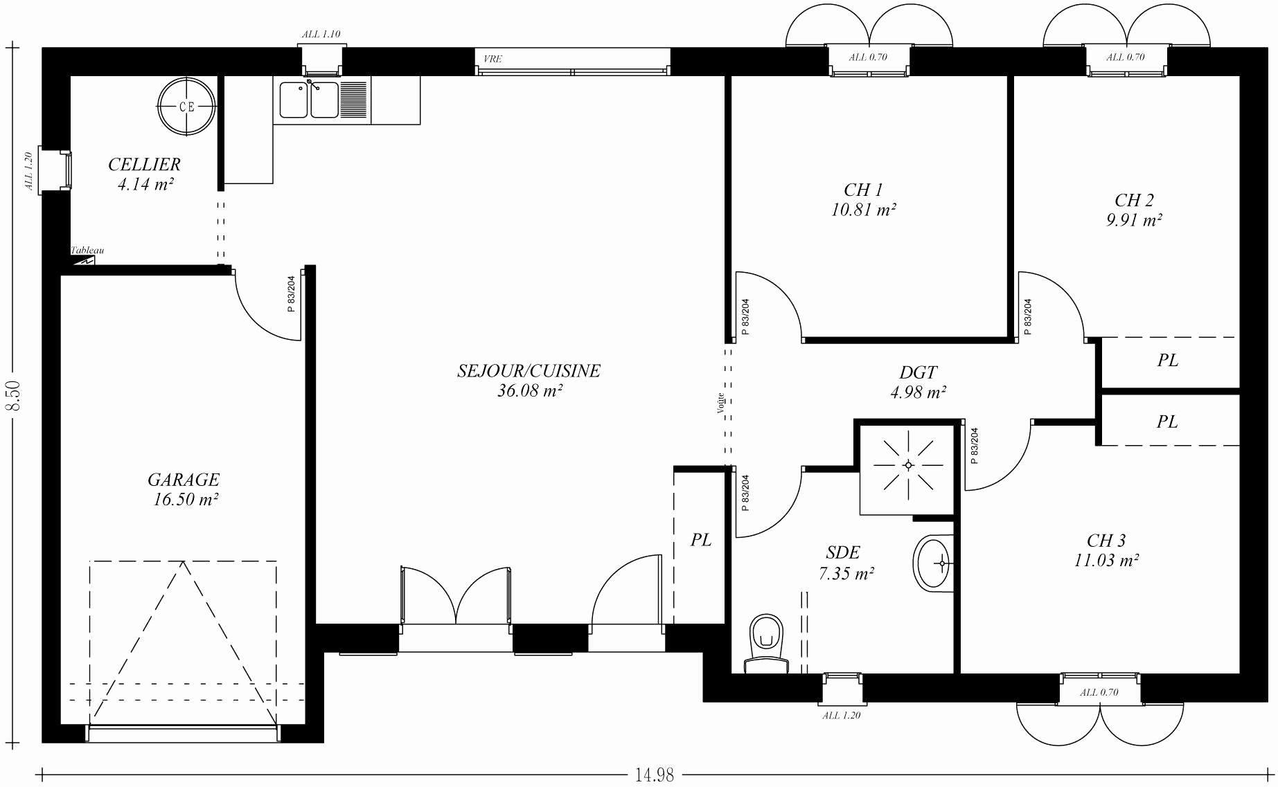 Plan de maison 110m2 gratuit