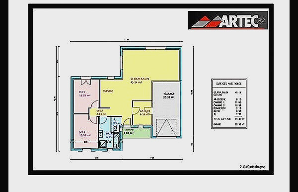 Plan de maison de 2 chambres salon
