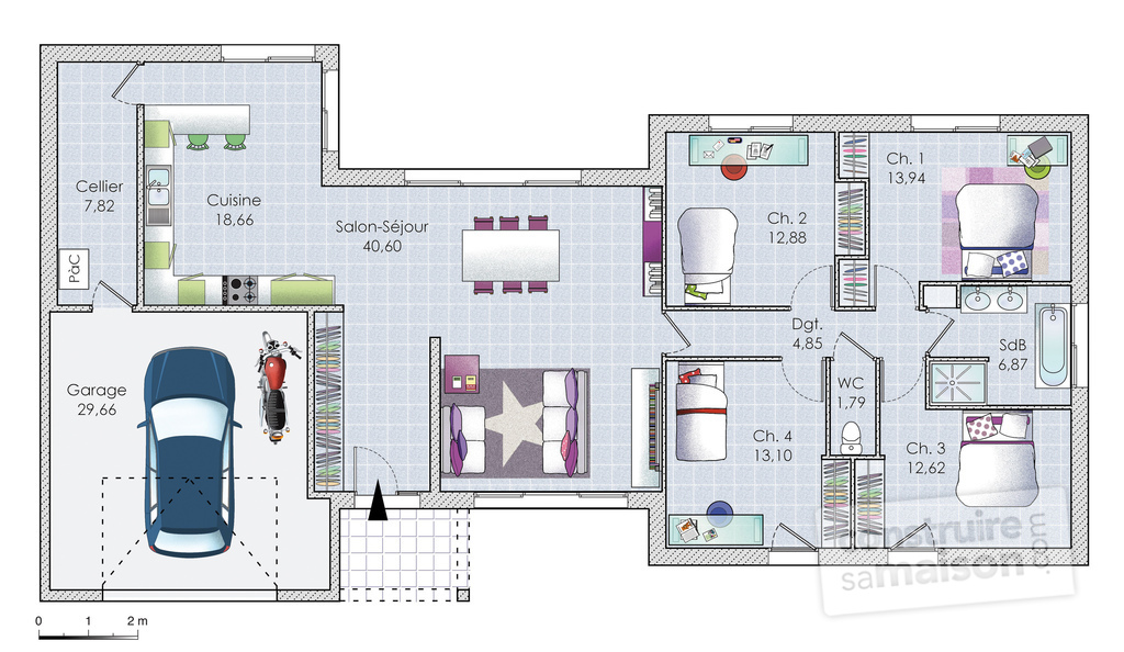Maison de plain pied plan