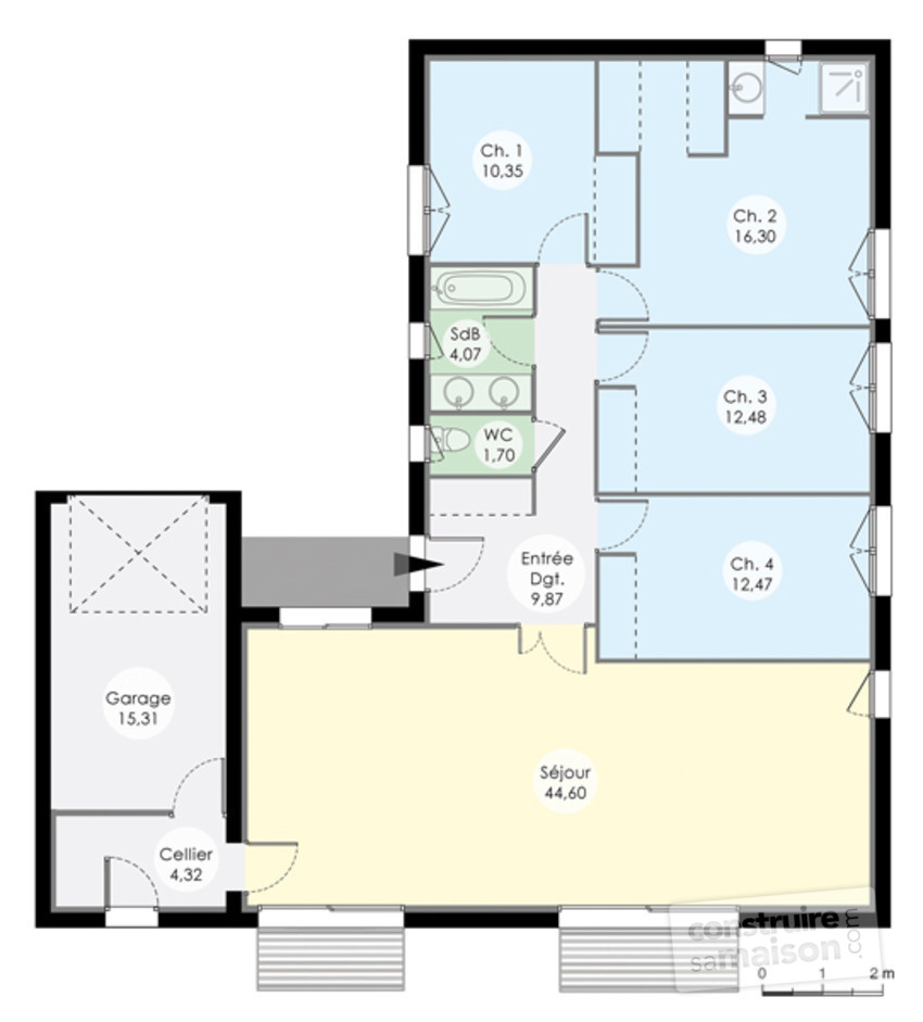 Plan de maison moderne en forme de u