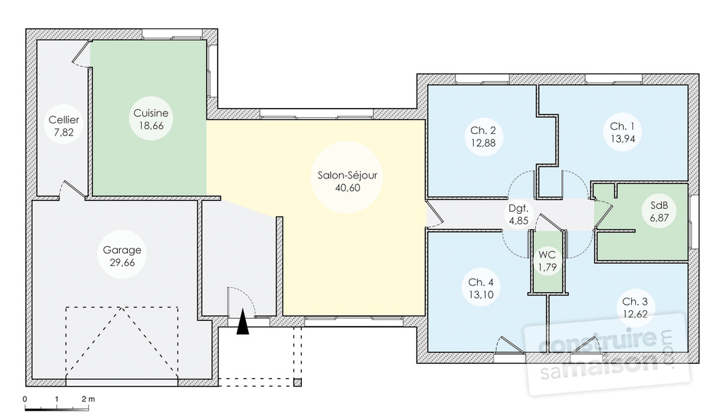 Plan de maison plain pied 95m2