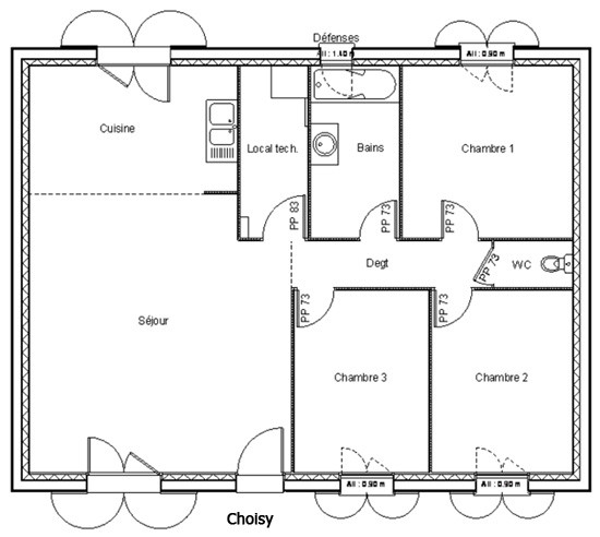 Plan de maison plain pied carre