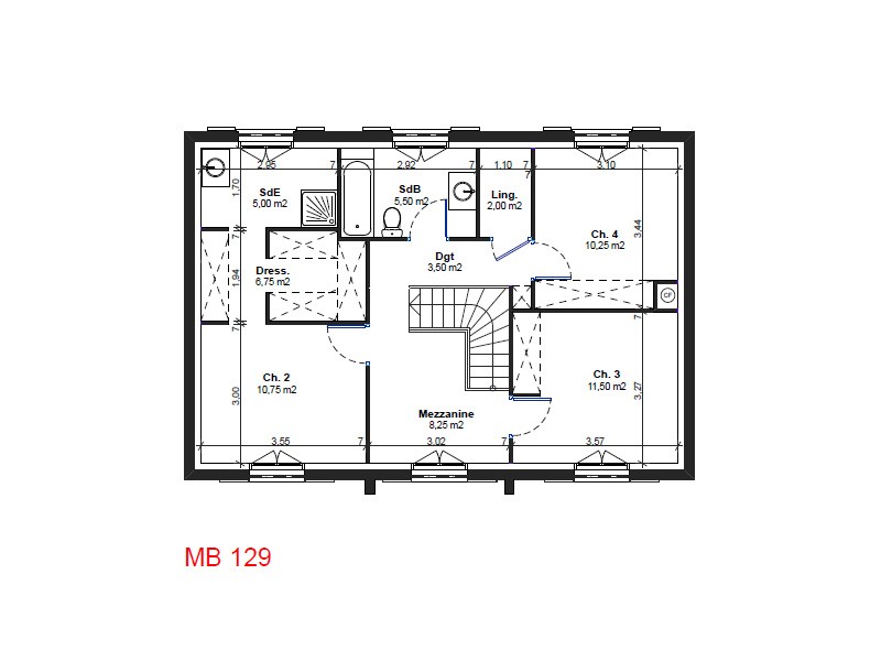 Plan de maison r+1 avec 4 chambres - Idées de travaux