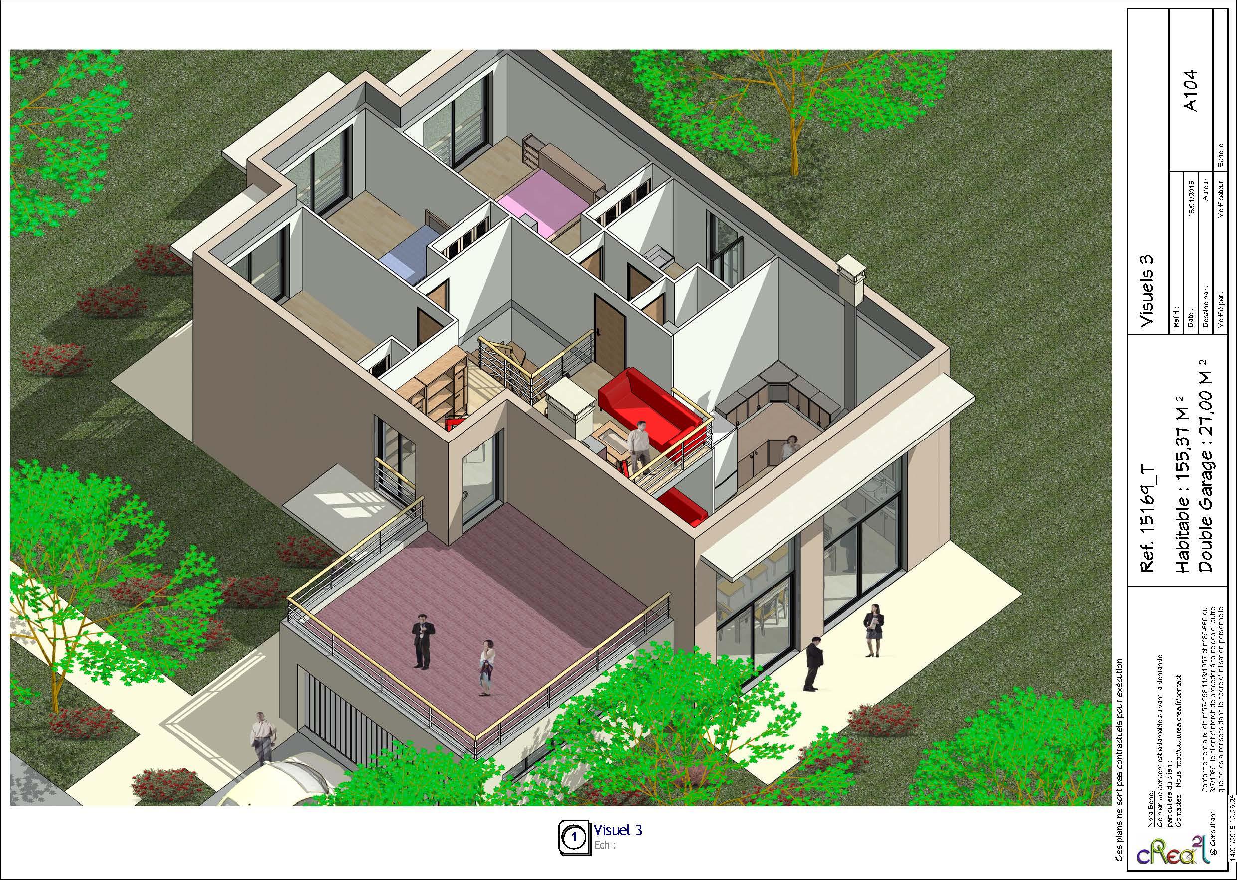 Plan maison romaine 3d