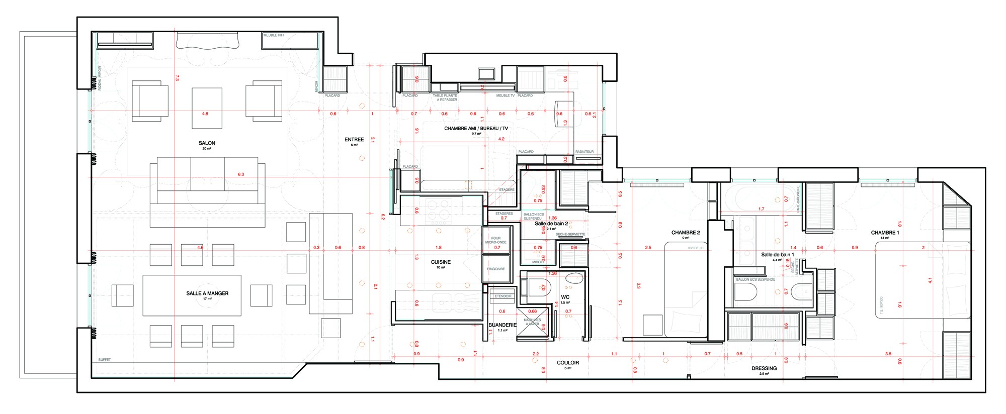 Plan de maison sans couloir