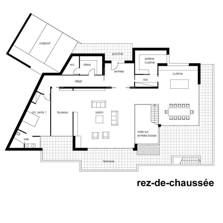 Plan de maison contemporaine toit plat