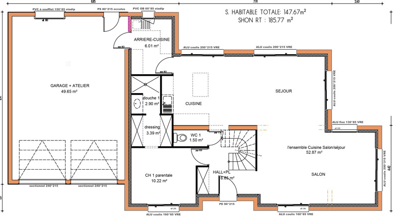 Plan de maison un etage avec garage
