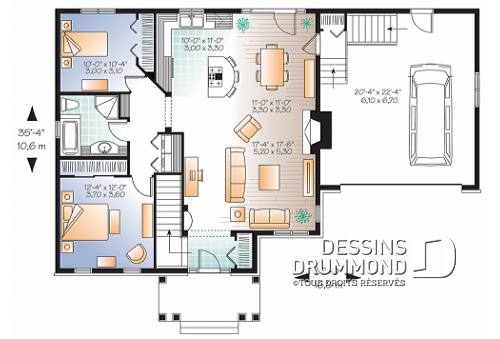 Plan de maison avec garage plein pied