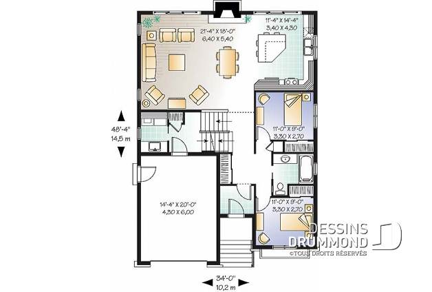 Plan de maison 30 x 34