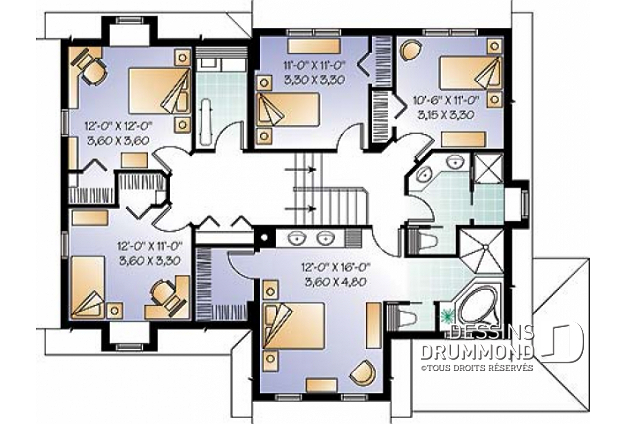 Plan de maison 5 chambres avec garage