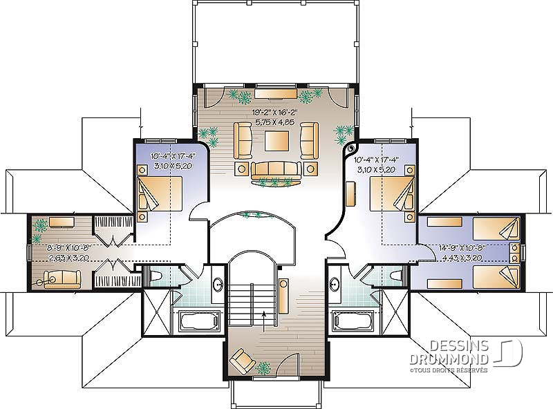 Plan de maison 2 niveau 3 chambres