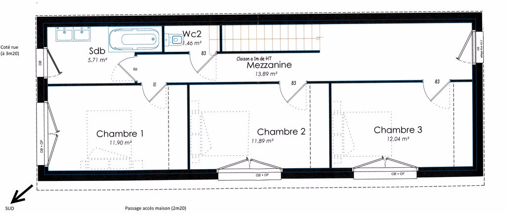 Plan de maison en longeur