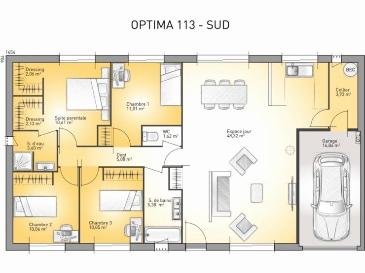 Plan de maison chambre parentale dressing