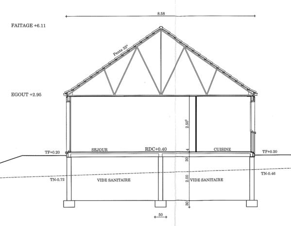 Plan maison vue de coupe
