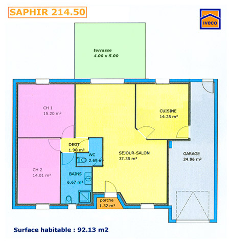 Plan maison 80m2 2 chambres