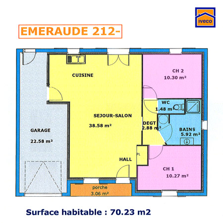 Plan de maison gratuit avec 2 chambres