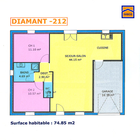 Plan maison 2 chambres plain pied sans garage