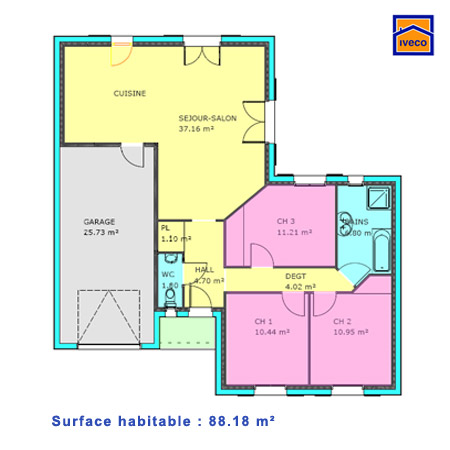 Plan de maison f4 plain pied