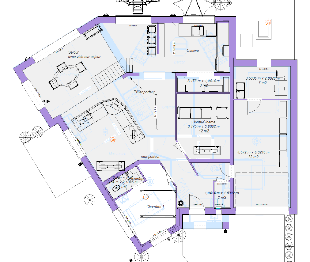 Plan salle de cinema maison