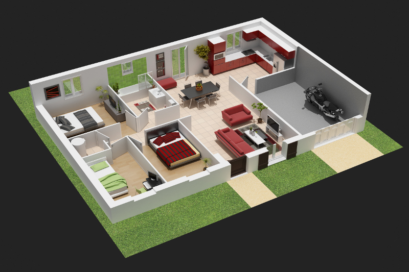 Exemple de plan de maison en 3d gratuit - Idées de travaux