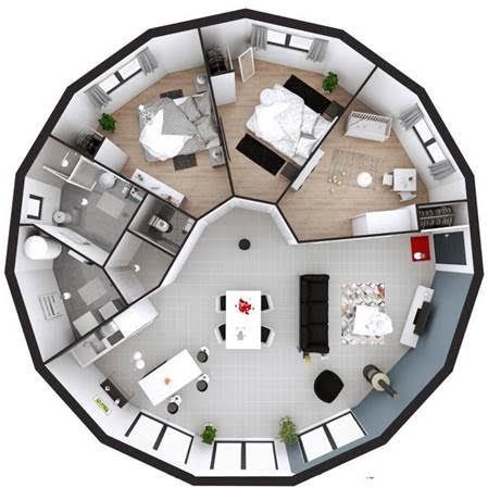 Plan maison de cedre 14 pans
