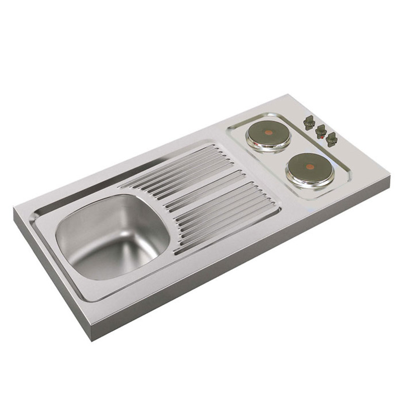 Evier inox plaques integrees