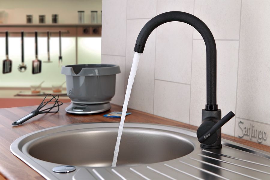 Evier inox robinet