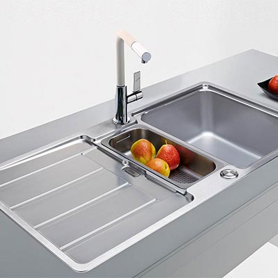 Evier inox 1 cuve et demi