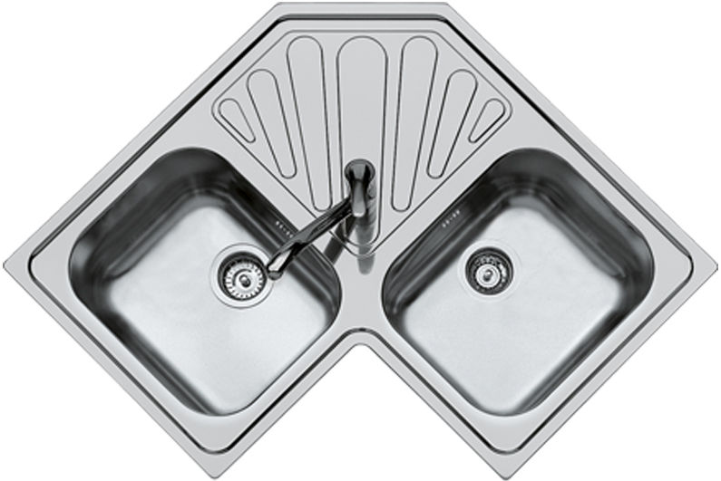 Evier inox 2 bacs d angle
