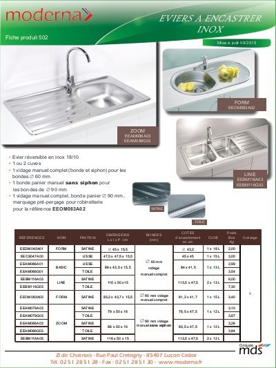 Evier inox moderna line