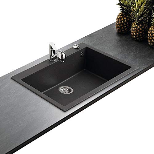 Evier cuisine granit noir 1 bac