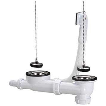 Vidage evier inox 2 bacs