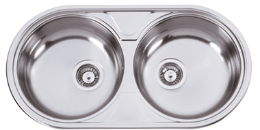 Evier inox double bac rond