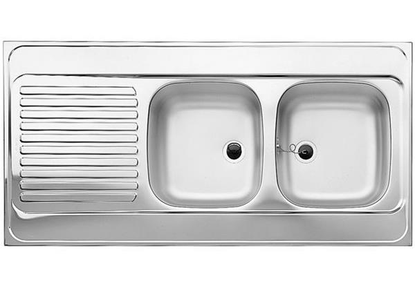 Evier inox double bac meuble