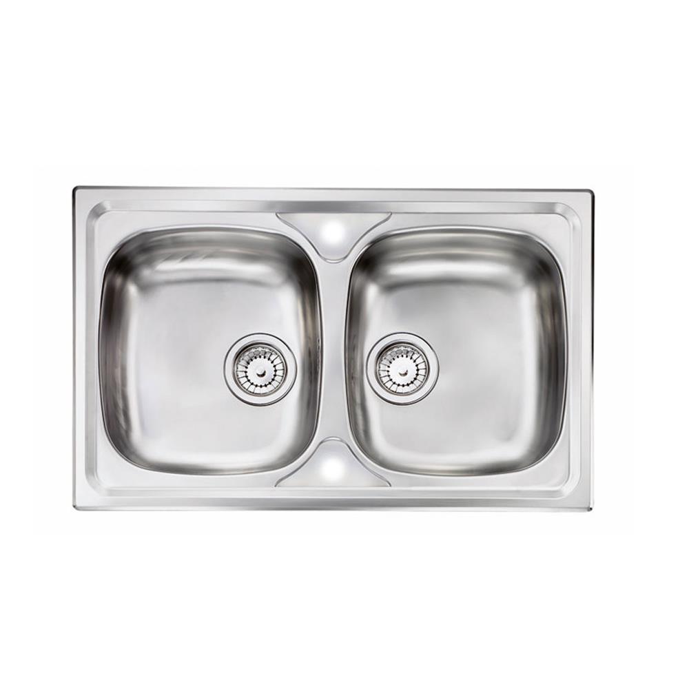 Evier inox brossé double bac